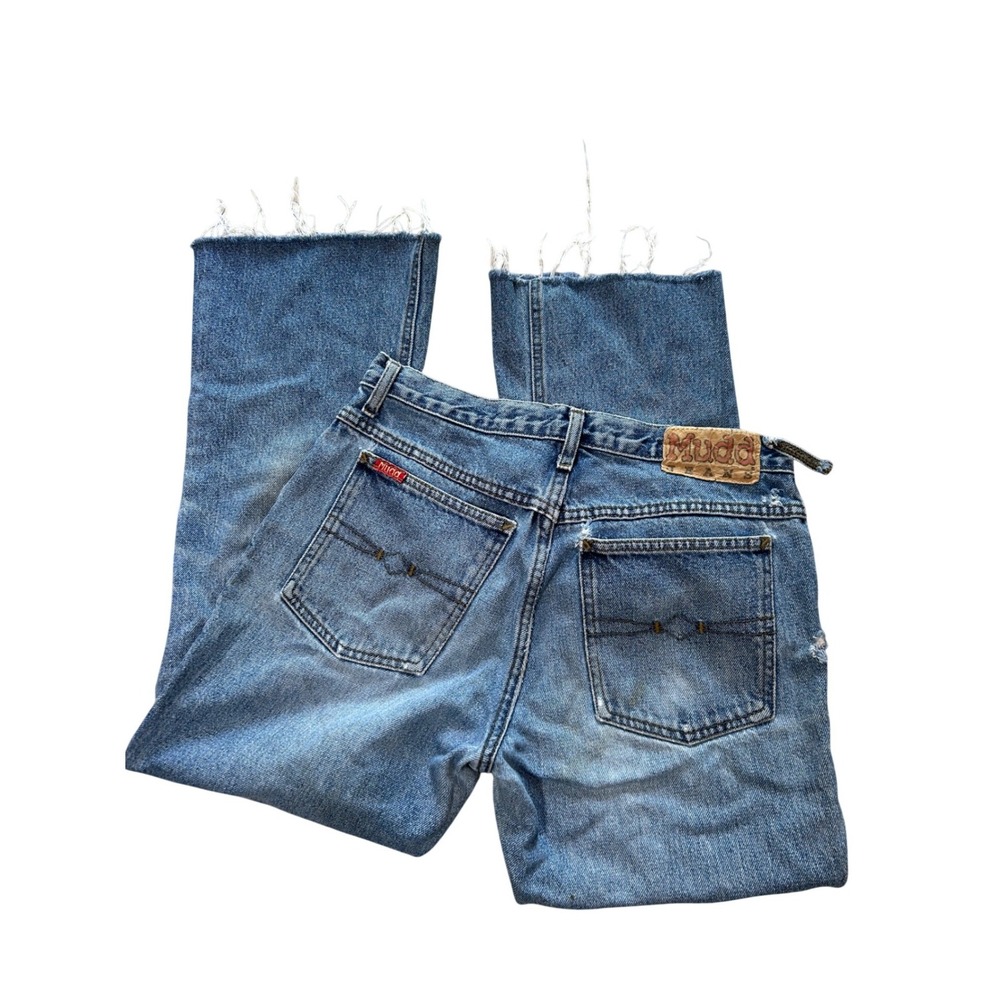 Vintage Mudd Jeans High Waisted‎ Straight Leg Medium Wash Raw Hem 90s Y2K Size 5